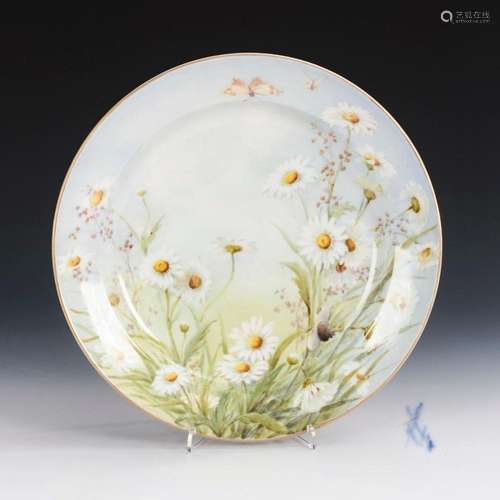 LARGE ART NOUVEAU PLATE WITH DAISIES. MEISSEN.