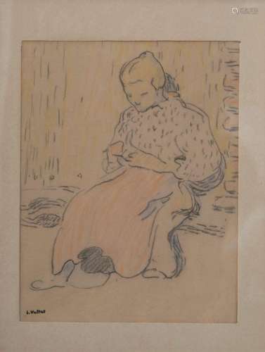 Louis VALTAT (1869-1952)
La couseuse
Crayon et pastel sur pa...