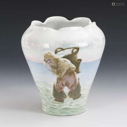 VASE WITH FISHERMAN MOTIF. ROSENTHAL.