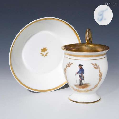 CUP, SAUCER: FREDERICK THE GREAT. FÜRSTENBERG.