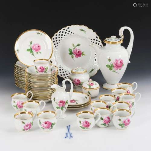 COFFEE SET "RED ROSE". MEISSEN.