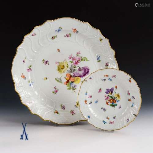 VEGETABLE PLATE AND CAKE PLATE. MEISSEN.