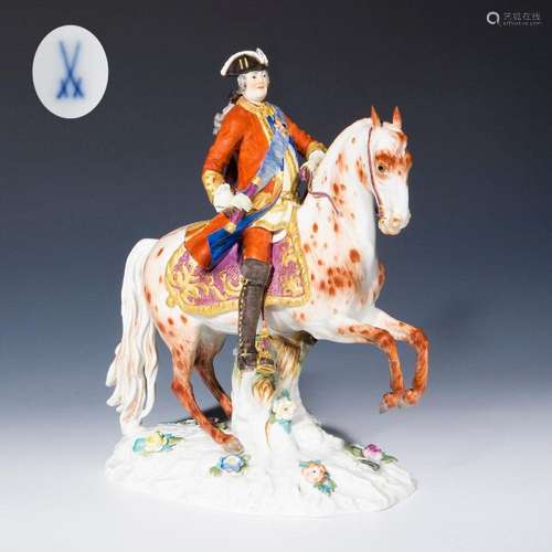 KING AUGUST III ON HORSEBACK. MEISSEN.