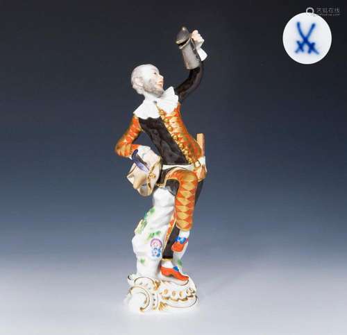 HARLEQUIN WITH LIDDED JUG. MEISSEN.