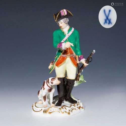 HUNTER WITH DOG. MEISSEN.