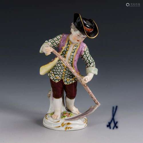 GARDENER BOY WITH SCYTHE. MEISSEN.