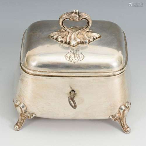 SILVER SUGAR BOWL WITH KEY.