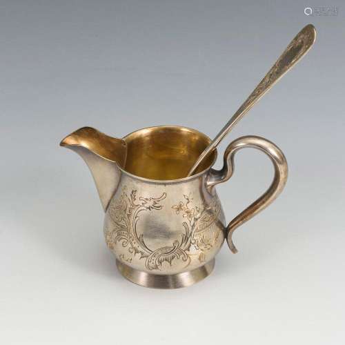 RUSSIAN CREAMER AND SERVING FORK.