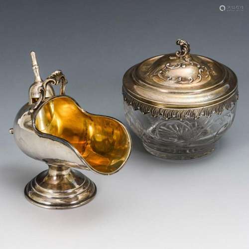 GLASS JAR AND SUGAR BOWL.