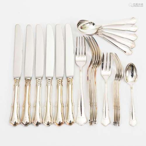 SILVER CUTLERY FOR 6 PERSONS. ROBBE & BERKING, FLENSBURG...