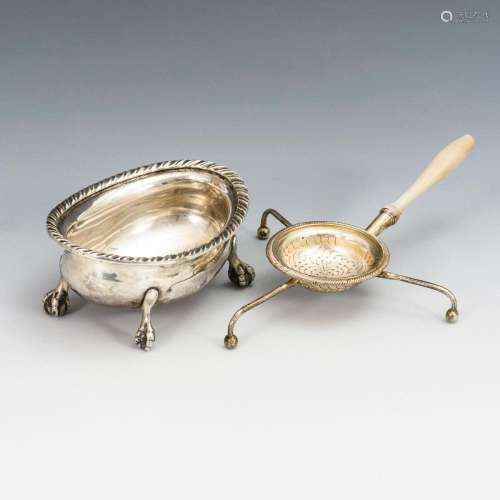 OVAL BOWL AND TEA STRAINER.