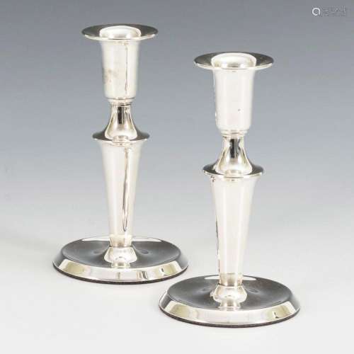 PAIR OF SILVER CANDLESTICKS.