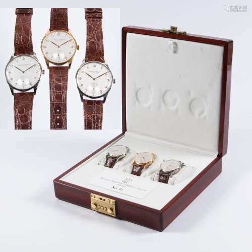 SET OF 3 PORTUGIESER WRIST WATCHES IN PLATINUM, GOLD AND STA...