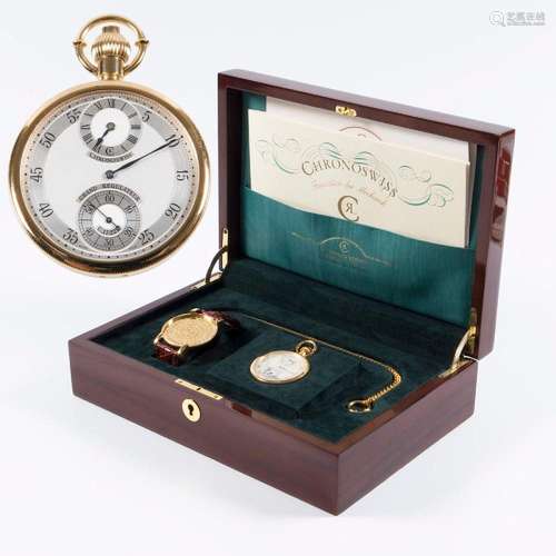 GRAND RÉGULATEUR POCKET WATCH WITH WATCH CHAIN, SECOND CASE ...