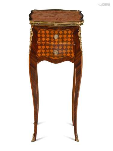 A Louis XV Style Gilt Metal Mounted Marble-Top End Table