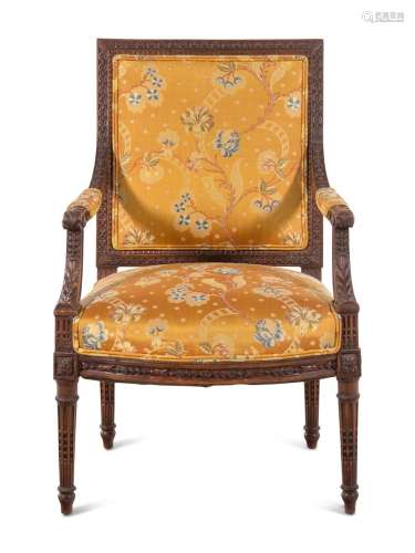 A Louis XVI Walnut Fauteuil