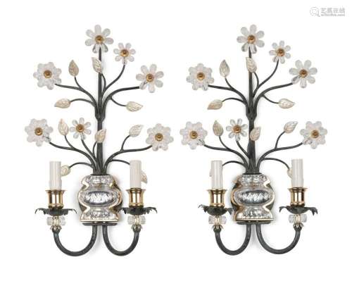 A Pair of Two-Light Sconces in the Style of Maison Bagues