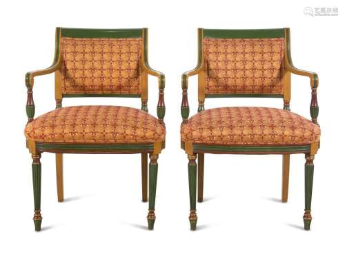 A Pair of Neoclassical Style Painted Armchairs