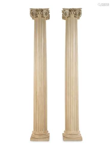 A Pair of Painted Wood Ionic Columns