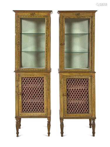 A Pair of Continental Painted Vitrine Cabinets