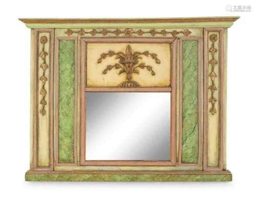 An Italian Painted and Parcel Gilt Overmantel Mirror