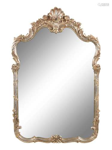 A Baroque Style Silvered Wood Mirror