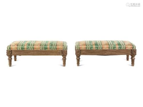 A Pair of Upholstered Foot Stools