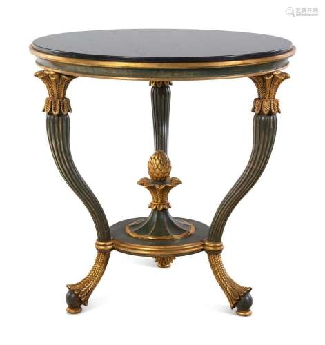A Pair of Italian Parcel Gilt Marble-Top Side Tables