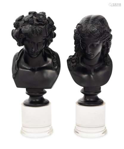 A Pair of Grand Tour Style Resin and Acrylic Portrait Busts