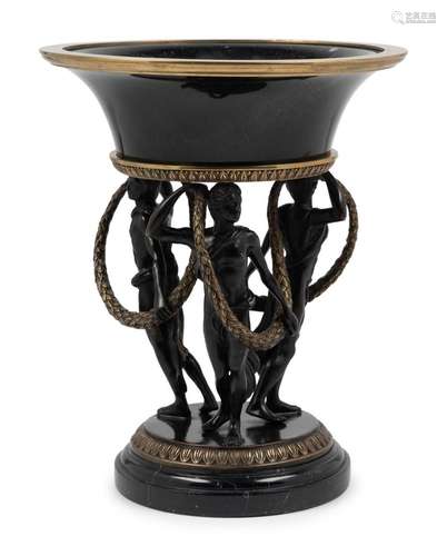 A Continental Bronze Figural Jardiniere