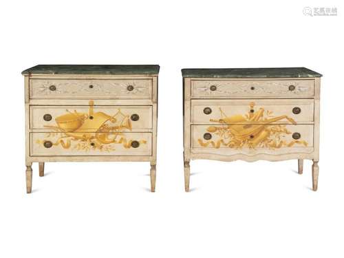 A Matched Pair of Italian Painted Bedside Tables