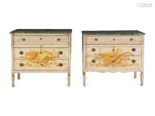 A Matched Pair of Italian Painted Bedside Tables