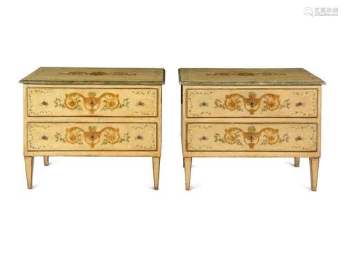 A Pair of Italian Painted Chests of Drawers