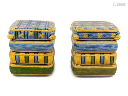 A Pair of Italian Ceramic Garden Stools