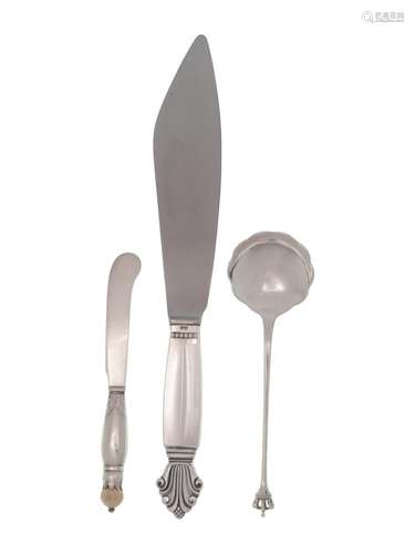 Three Danish Silver Flatware Articles