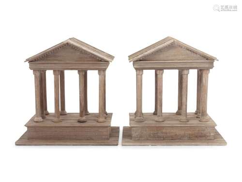 A Pair of Wood Architectural Model Bookends