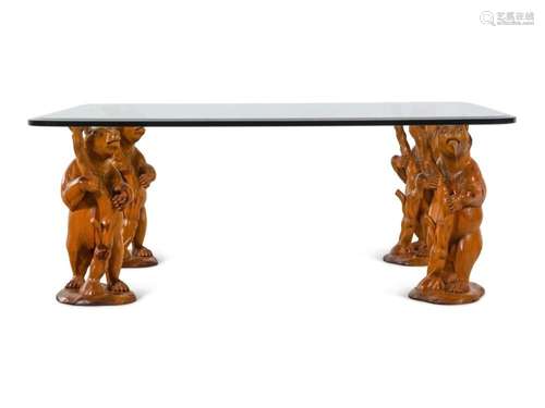 A Black Forest Style Carved Low Table