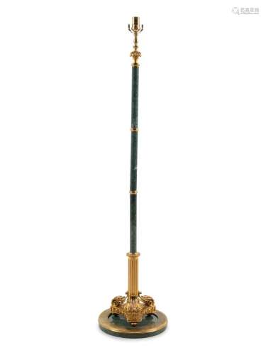 A Continental Gilt Metal Mounted Marble Floor Lamp