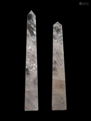 A Pair of Rock Crystal Obelisks