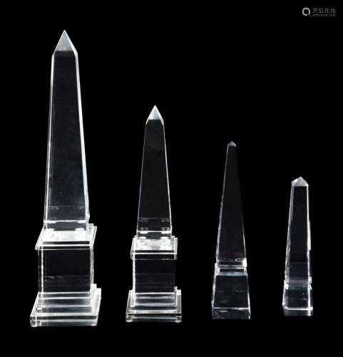 A Group of Four Glass Obelisks