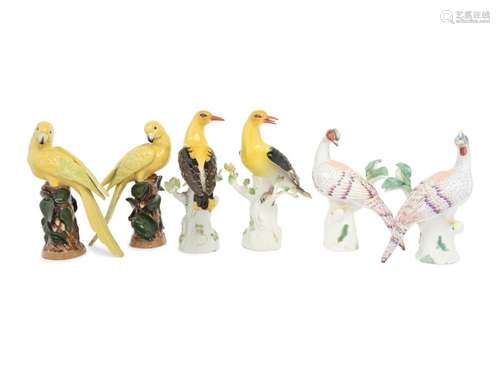 A Set of Six Continental Porcelain Bird Figures