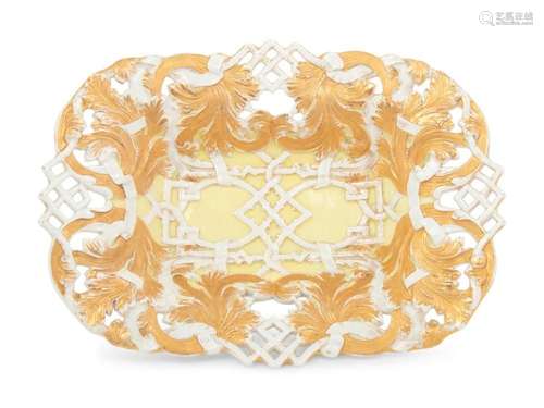 A Meissen Parcel Gilt Porcelain Reticulated Dish