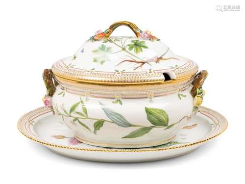 A Royal Copenhagen Flora Danica Porcelain Covered Tureen and...