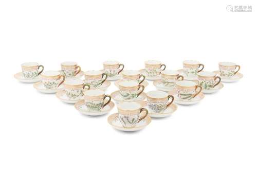 A Set of Twenty-Six Royal Copenhagen Flora DanicaPorcelain C...