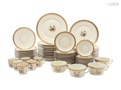 A Royal Copenhagen Golden Clover Porcelain Service for Twelv...