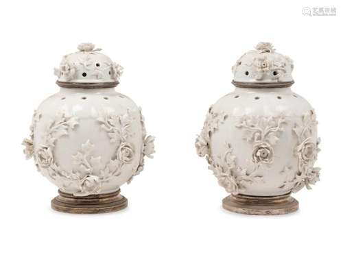 A Pair of Blanc-de-Chine Porcelain Covered Jars