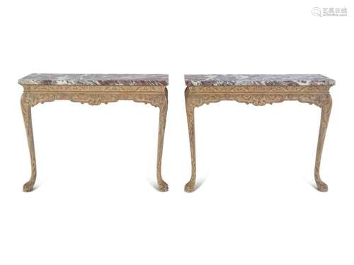 A Pair of George I Style Marble-Top Pier Tables