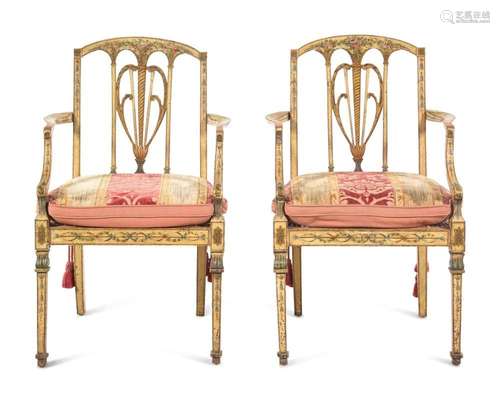 A Pair of George III Painted Armchairs