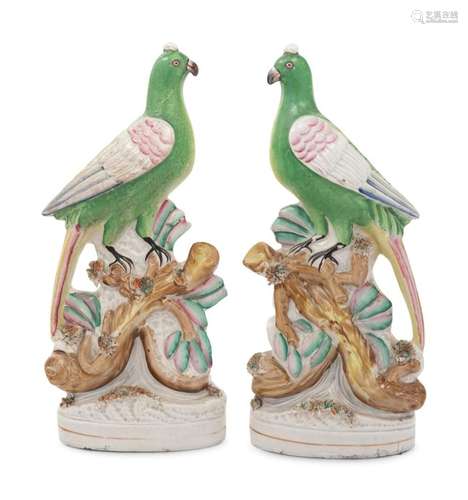 A Pair of Staffordshire Bird Figures