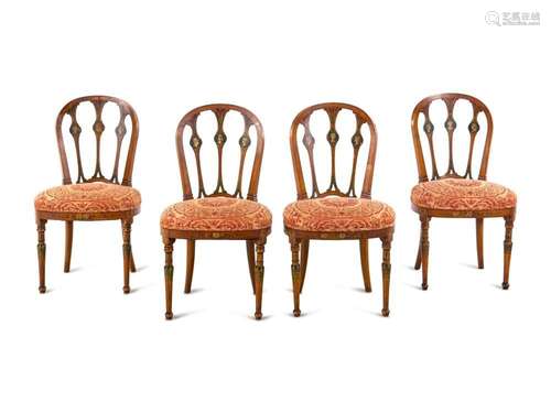 A Set of Four Edwardian Painted Side Chairs